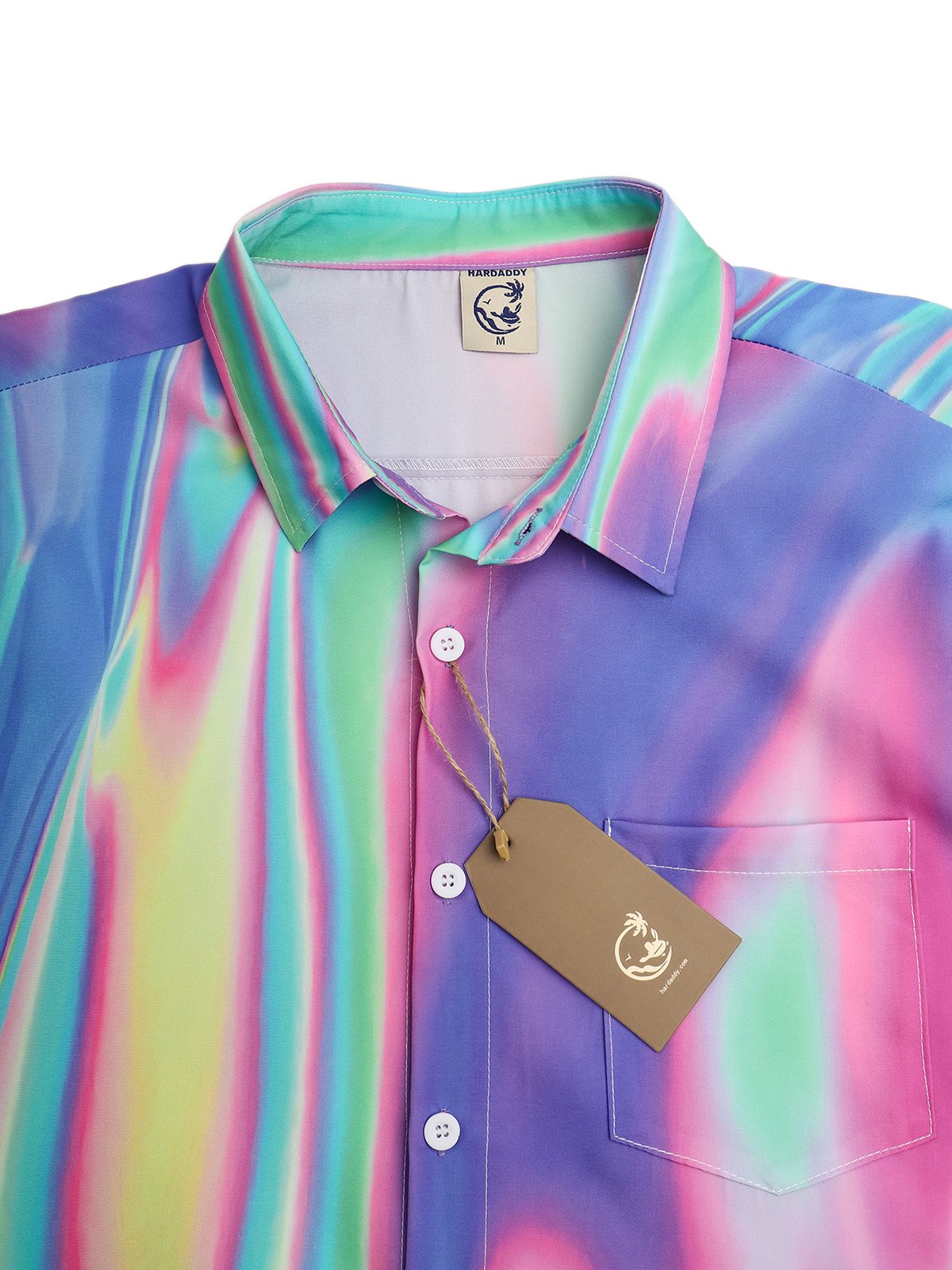 Gradiente Color Pecho Bolsillo Manga Corta Casual Camisa