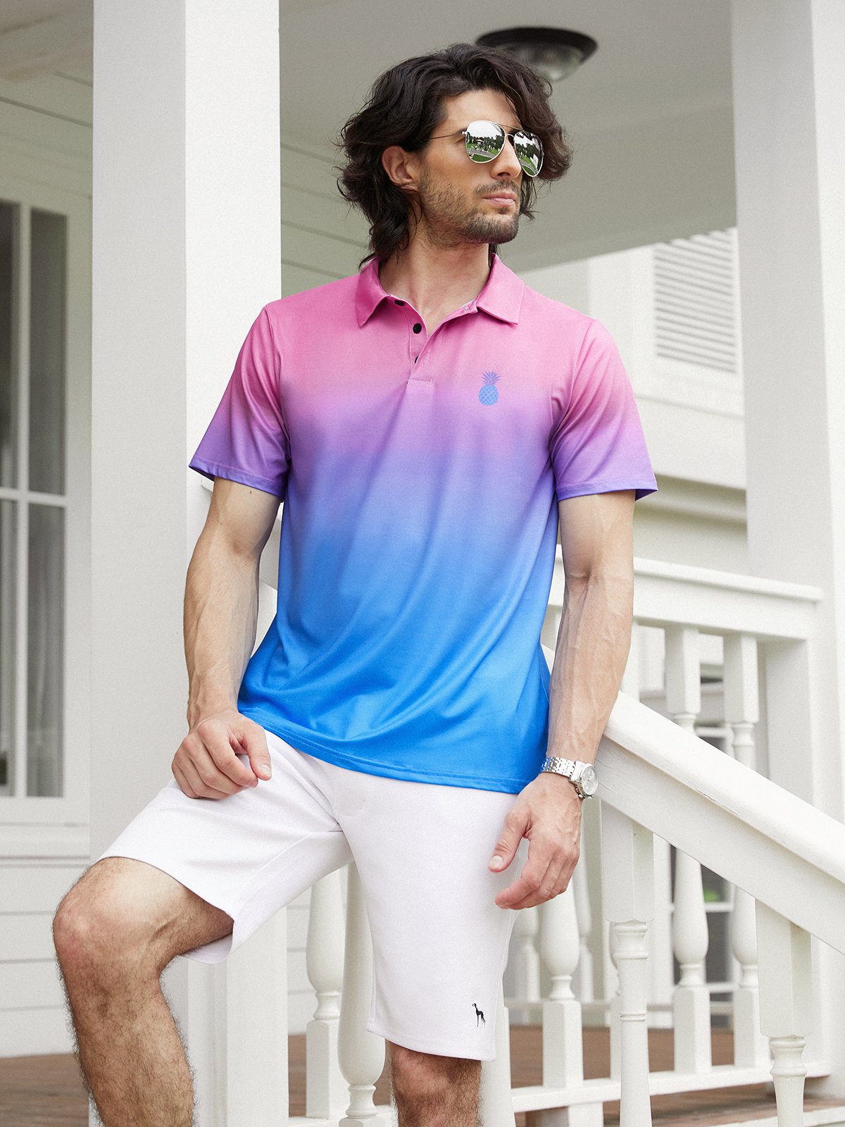 Absorbe la humedad Ombre Piña Golf Polo Camisa