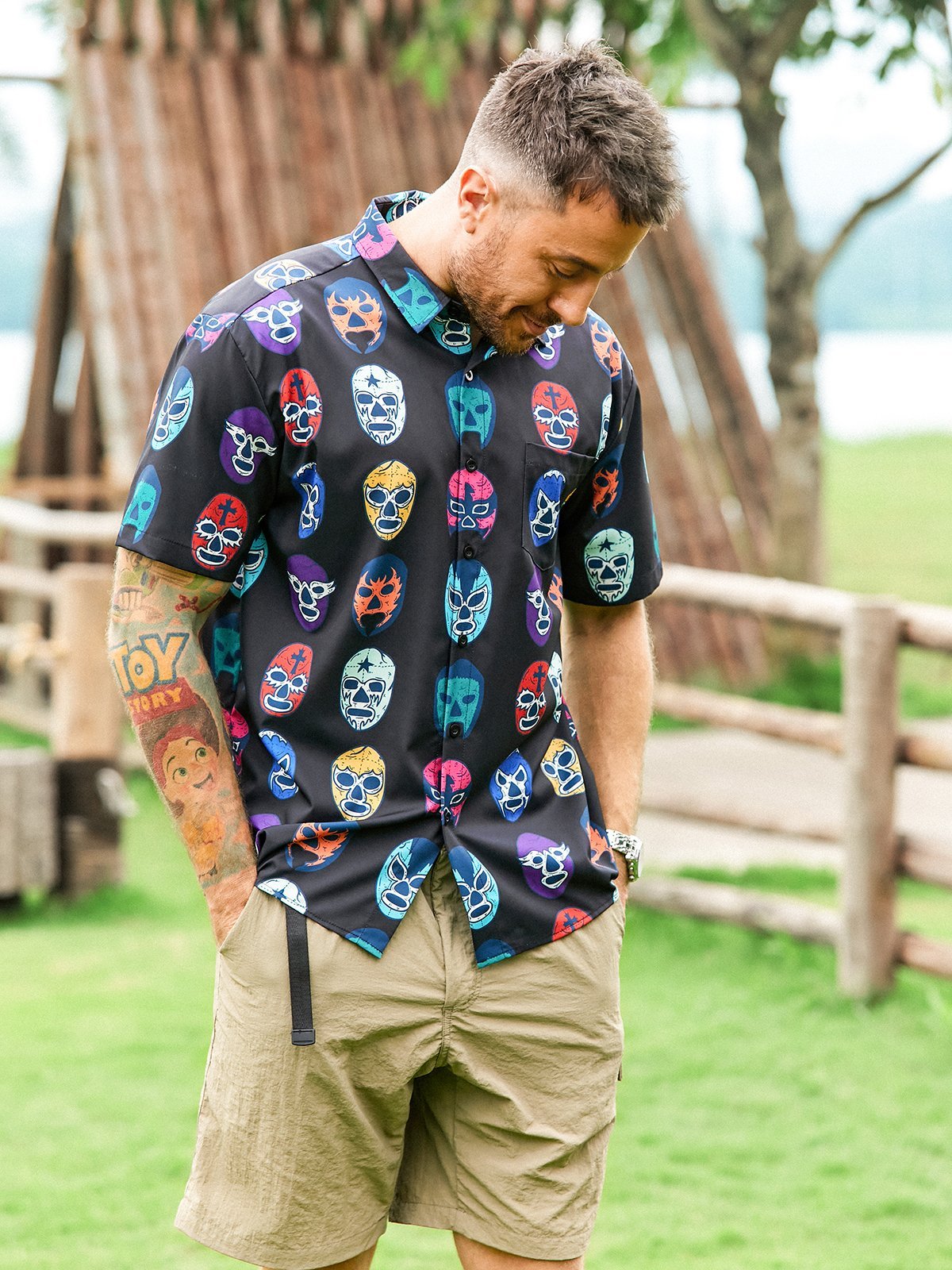 mexicano Cultura Pecho Bolsillo Manga Corta hawaiano Camisa