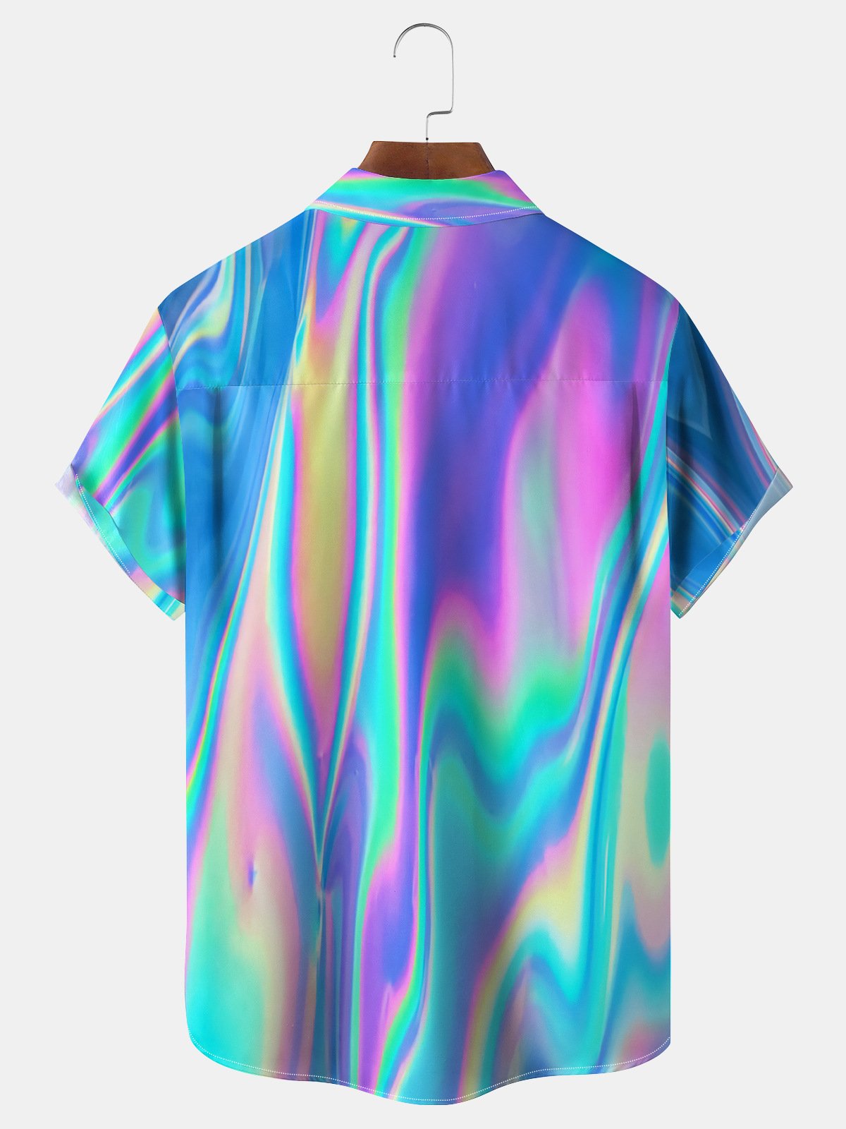 Gradiente Color Pecho Bolsillo Manga Corta Casual Camisa