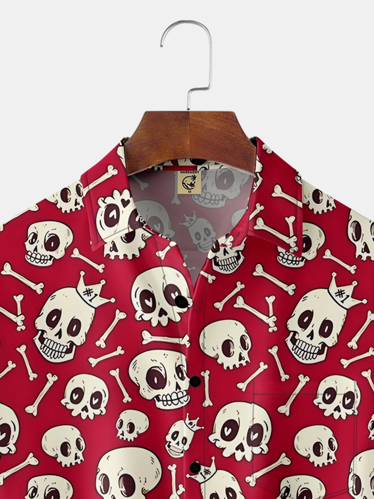 Craneo Pecho Bolsillo Manga Corta hawaiano Camisa