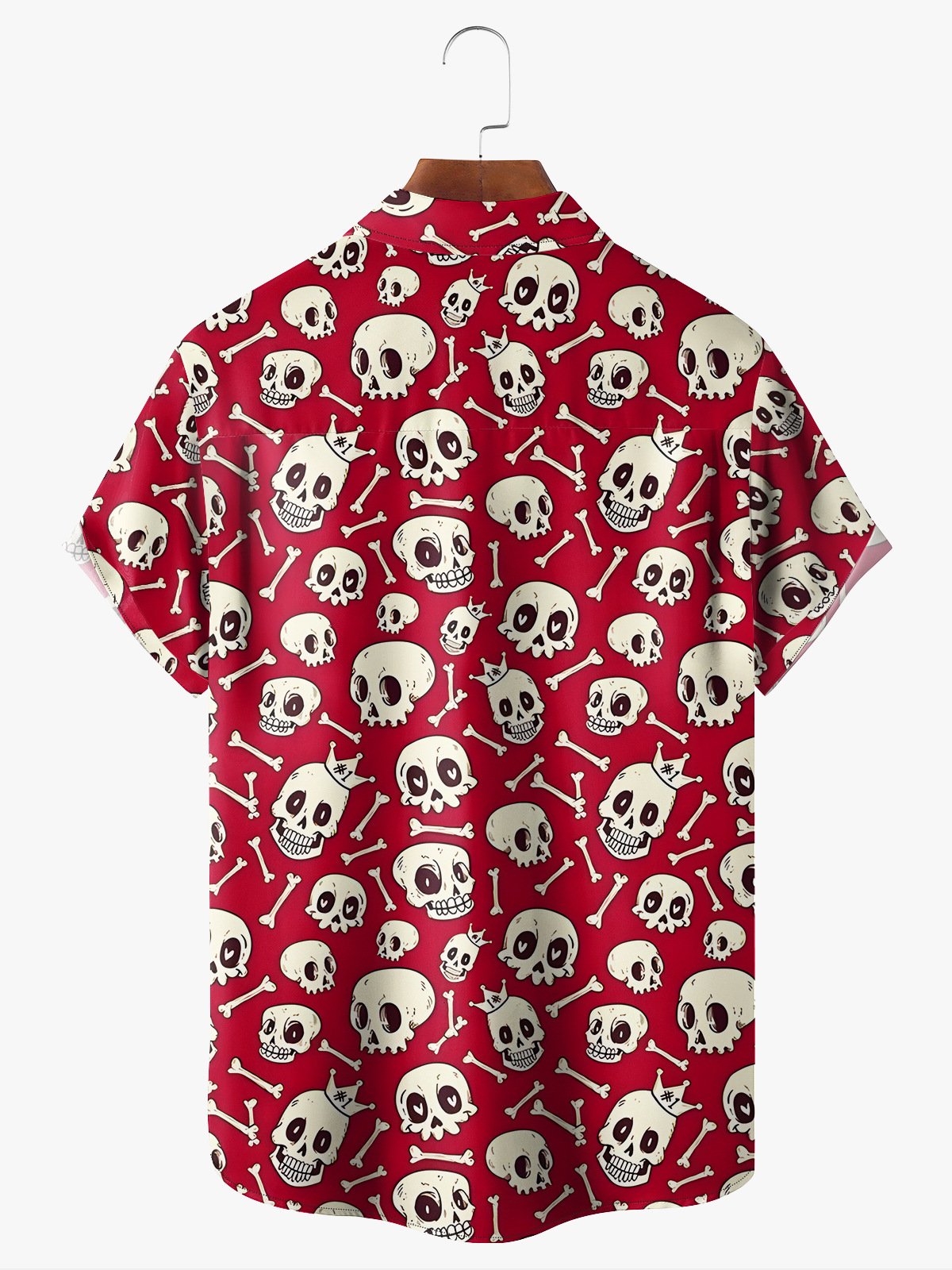 Craneo Pecho Bolsillo Manga Corta hawaiano Camisa