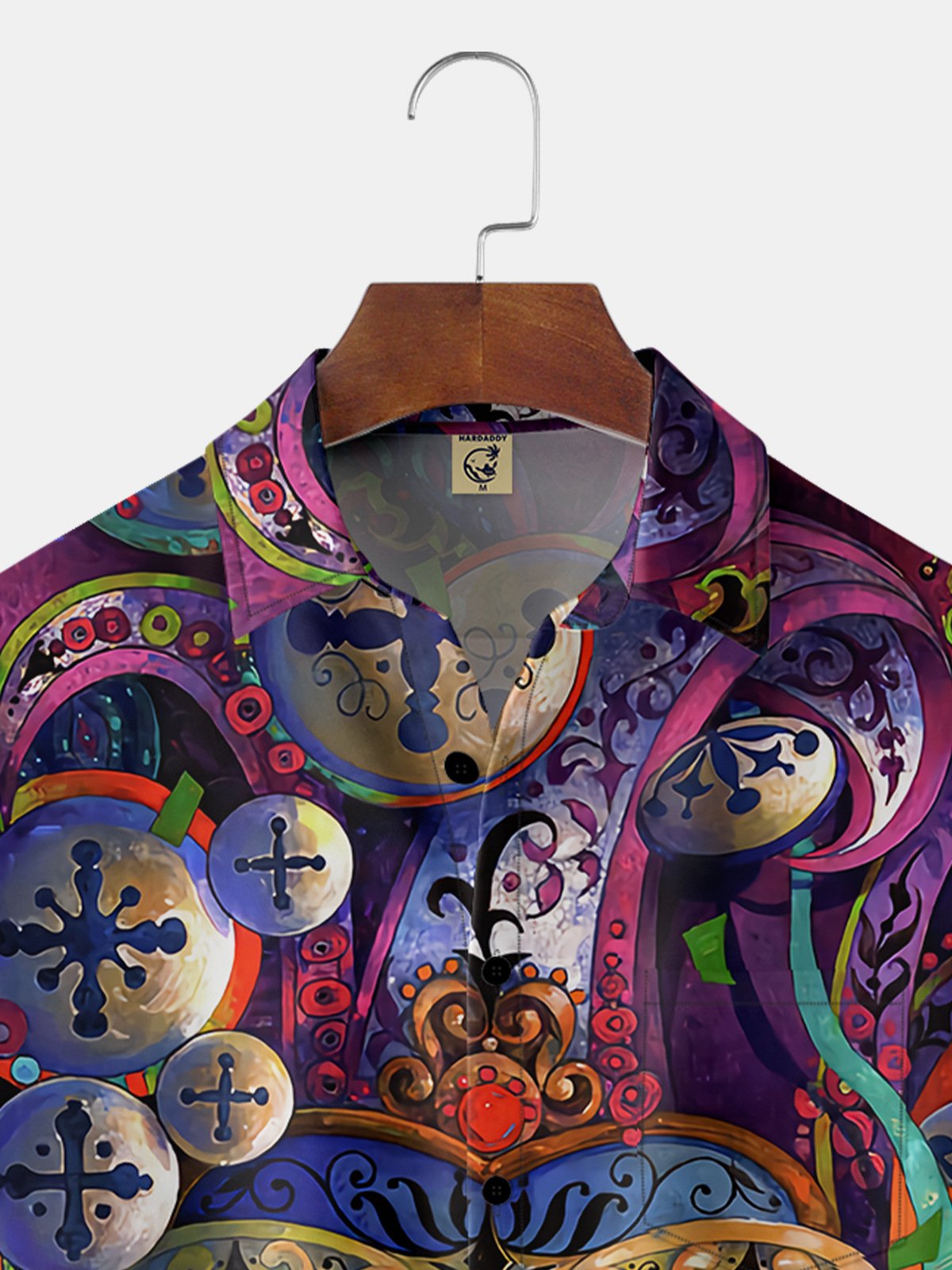 Mardi Gras Pecho Bolsillo Manga Corta Casual Camisa
