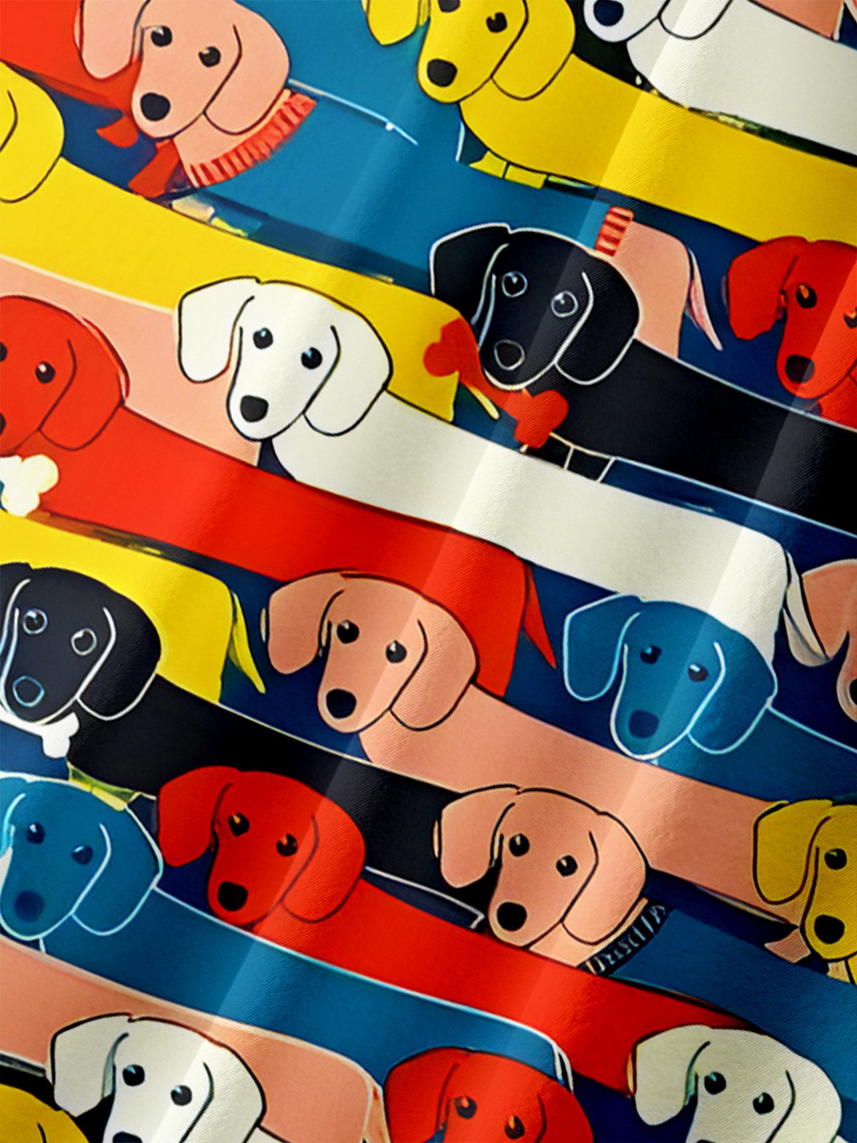 Perro Fiesta Pecho Bolsillo Manga Corta Casual Camisa
