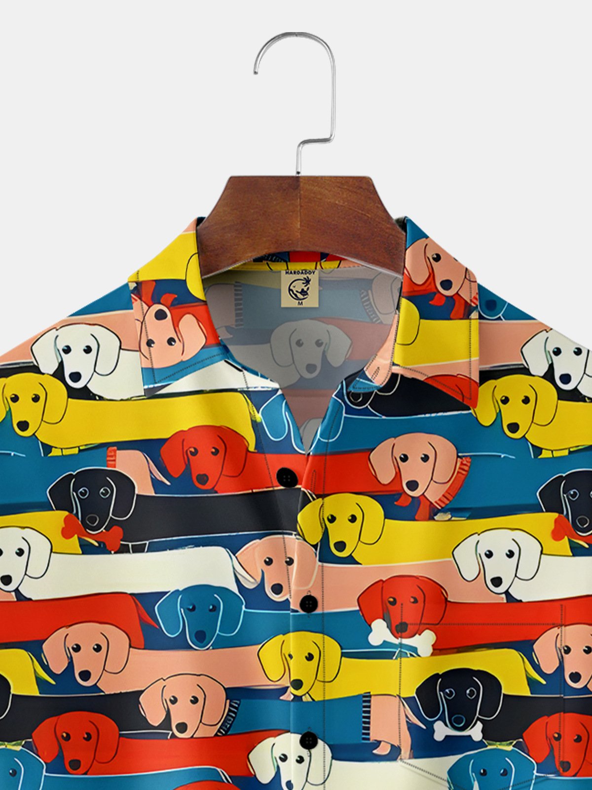 Perro Fiesta Pecho Bolsillo Manga Corta Casual Camisa