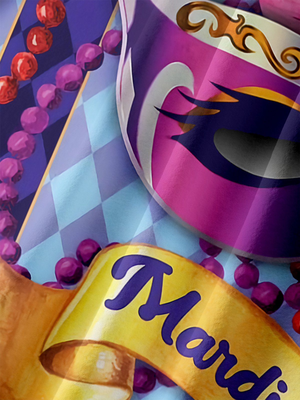 Mardi Gras Pecho Bolsillo Manga Corta Casual Camisa
