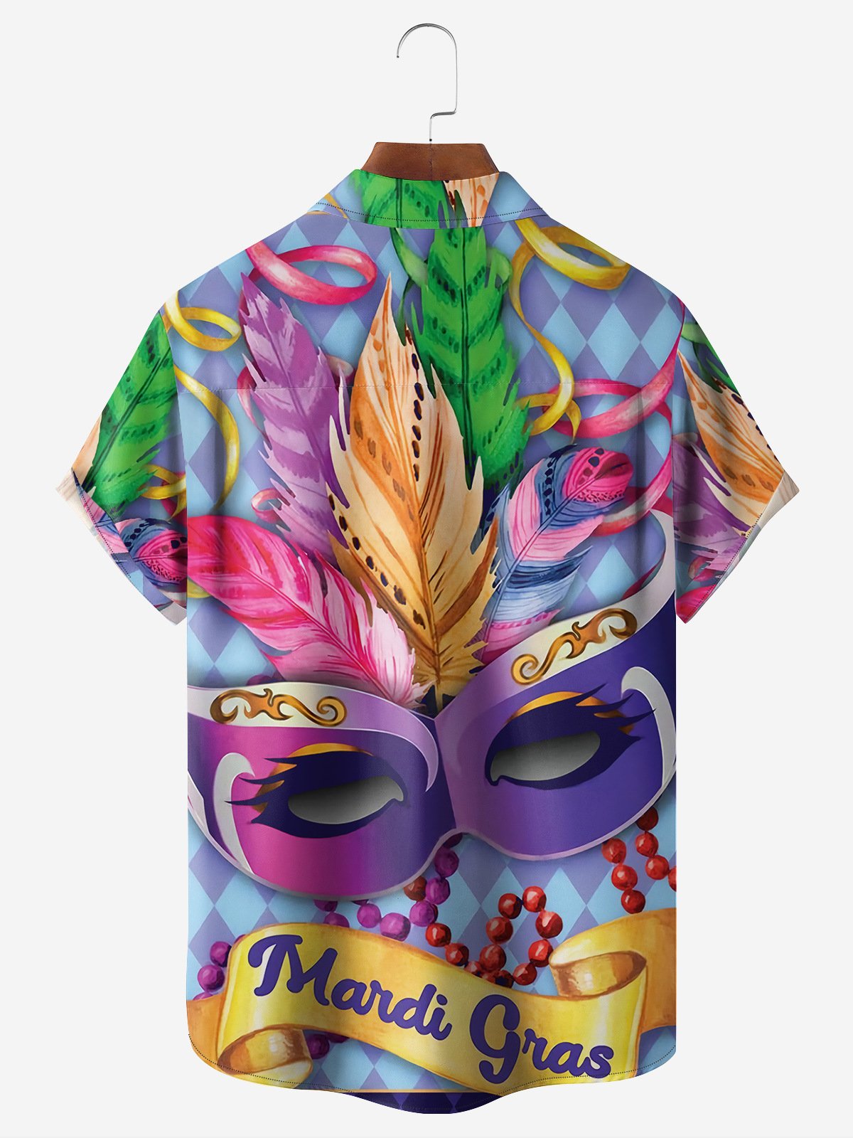 Mardi Gras Pecho Bolsillo Manga Corta Casual Camisa