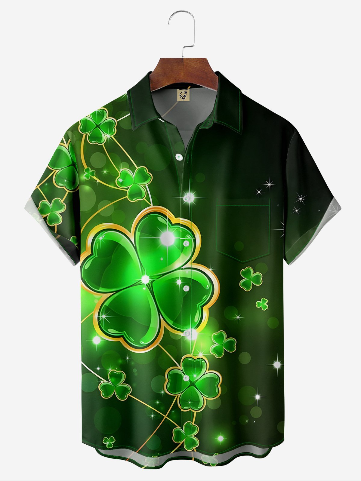 S t. Patrick's día Pecho Bolsillo Manga Corta Casual Camisa