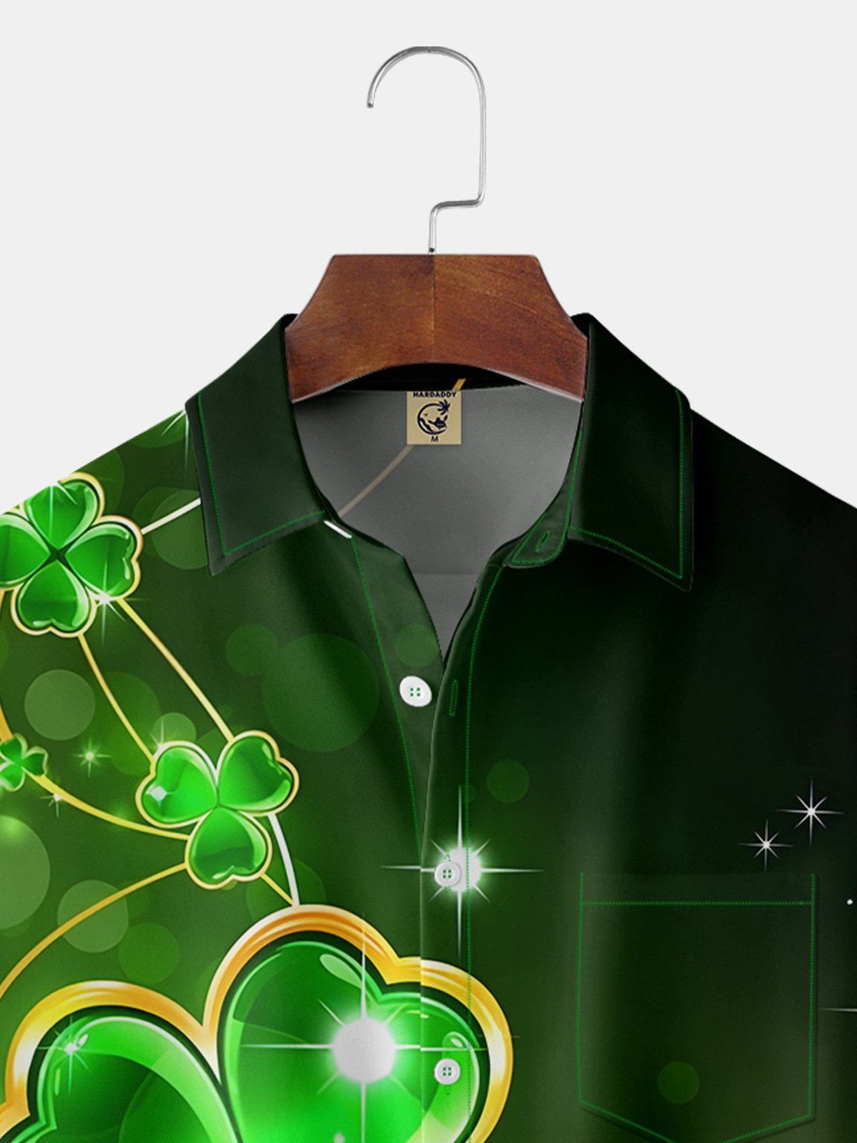 S t. Patrick's día Pecho Bolsillo Manga Corta Casual Camisa