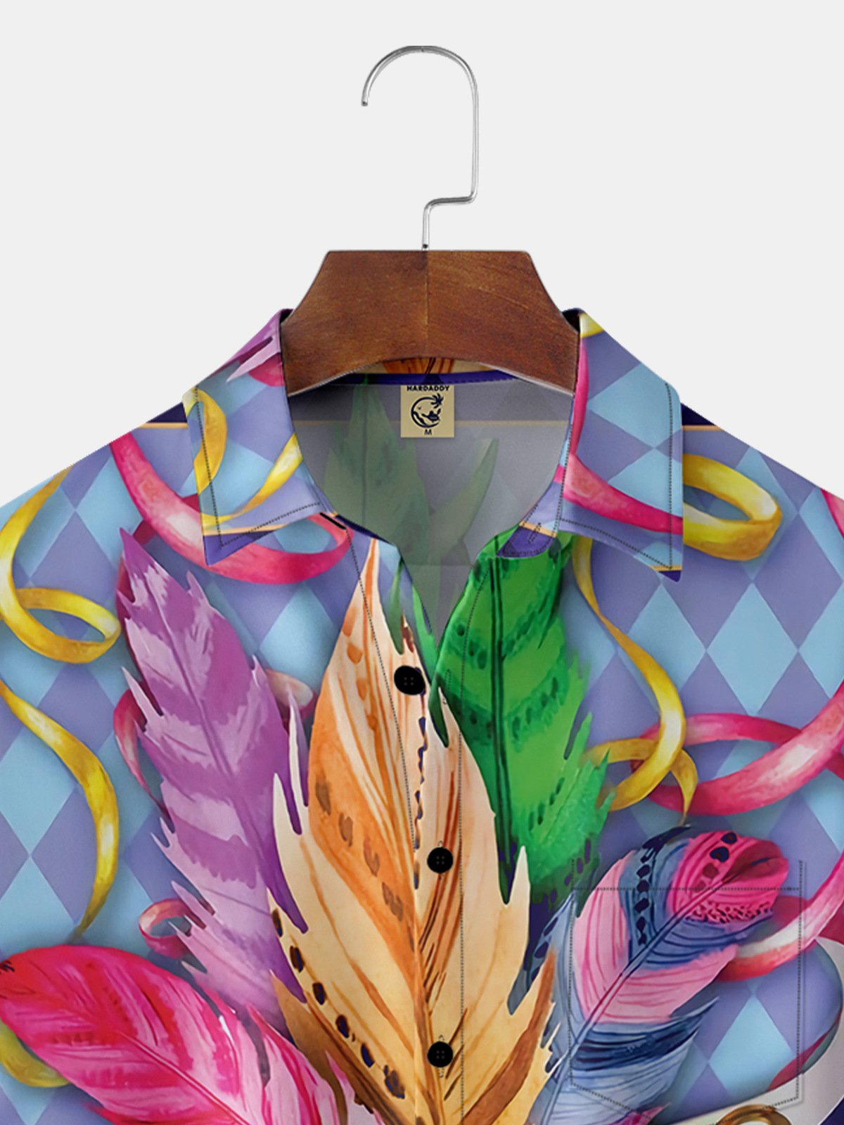 Mardi Gras Pecho Bolsillo Manga Corta Casual Camisa