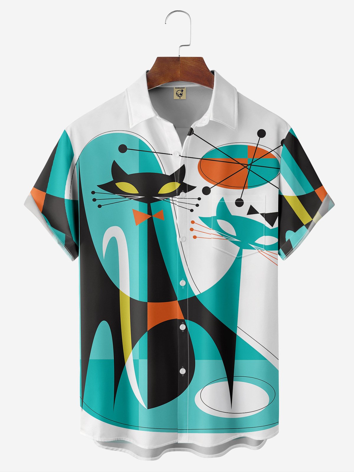 Abstracto Pecho Bolsillo Manga Corta hawaiano Camisa