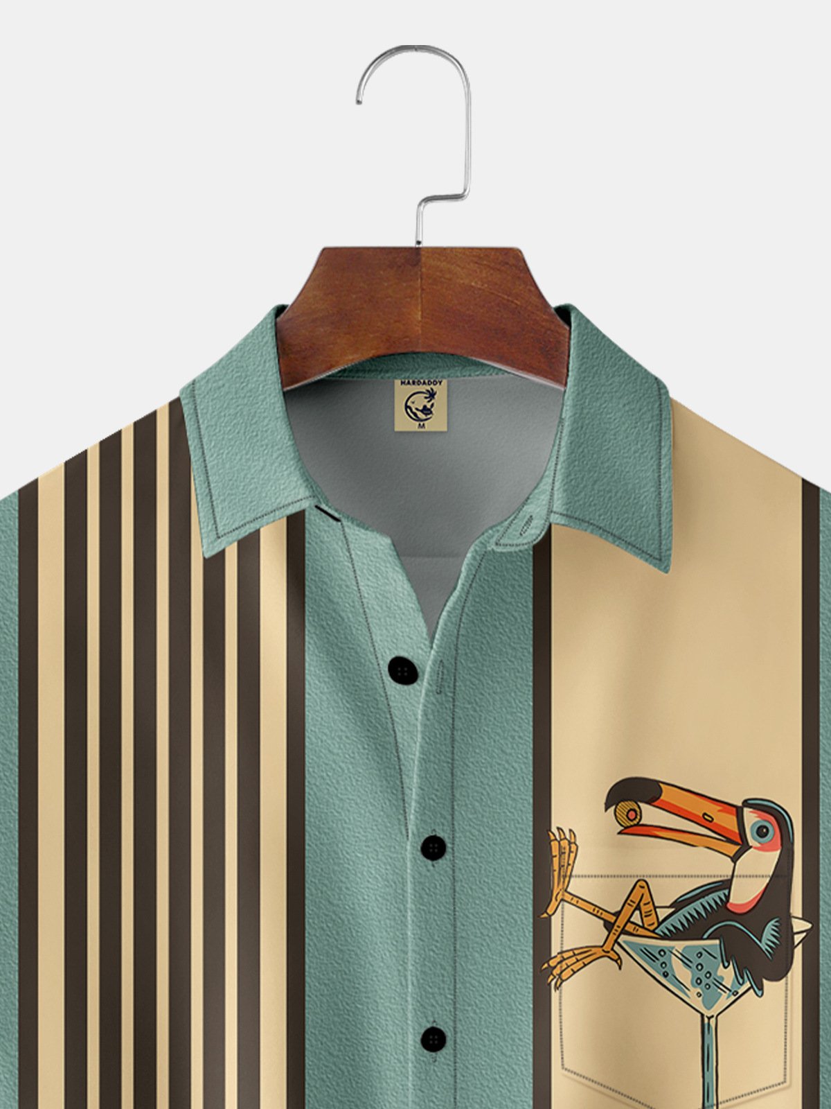 Animal Pecho Bolsillo Manga Corta Bolos Camisa