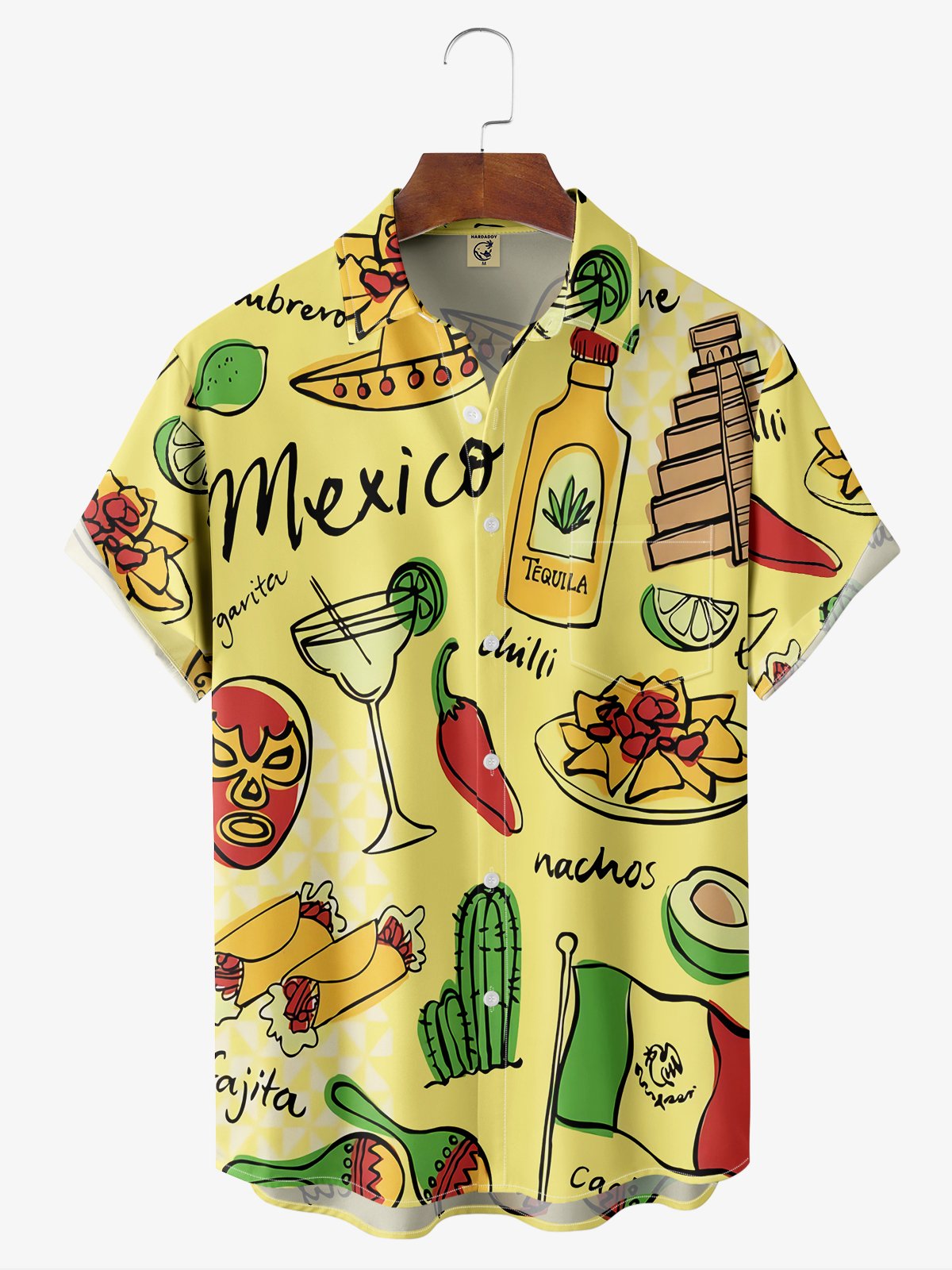mexicano tacos Pecho Bolsillo Manga Corta hawaiano Camisa