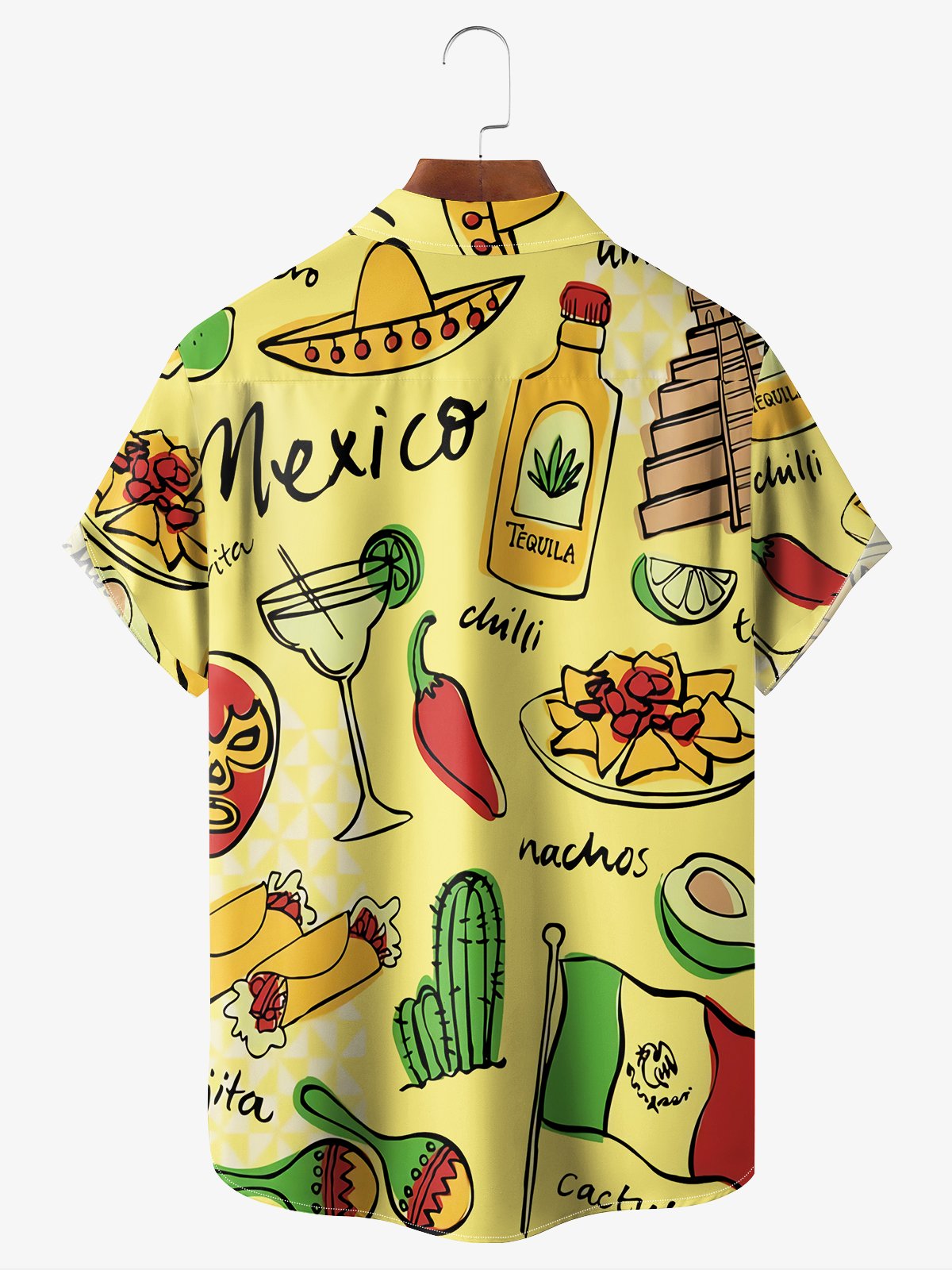 mexicano tacos Pecho Bolsillo Manga Corta hawaiano Camisa