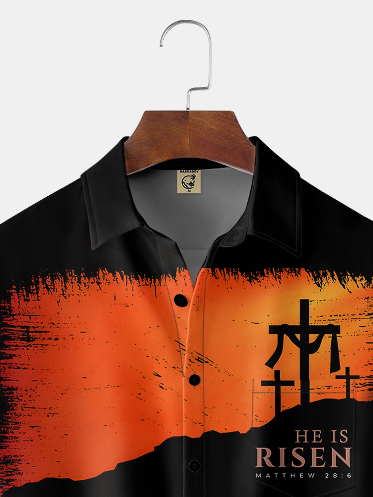 Pascua de Resurrección Cruzado Pecho Bolsillo Manga Corta hawaiano Camisa