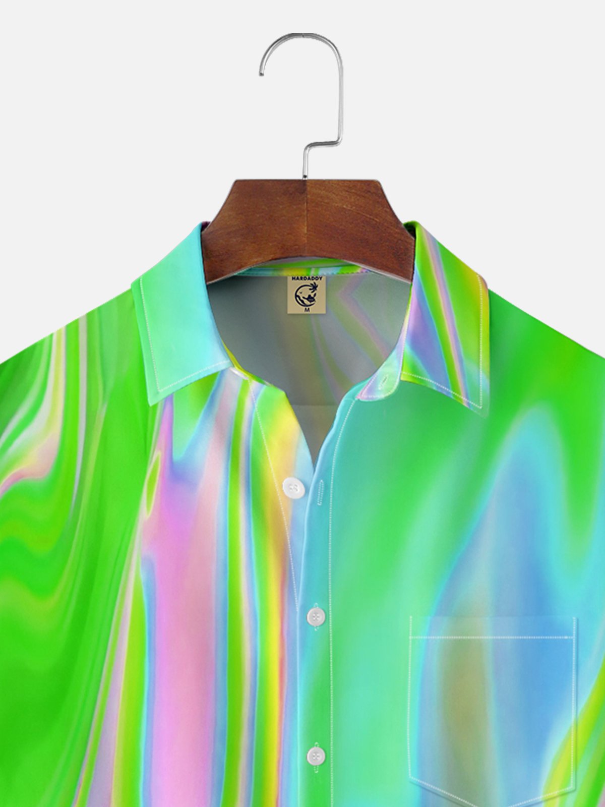 Gradiente Color Pecho Bolsillo Manga Corta Casual Camisa