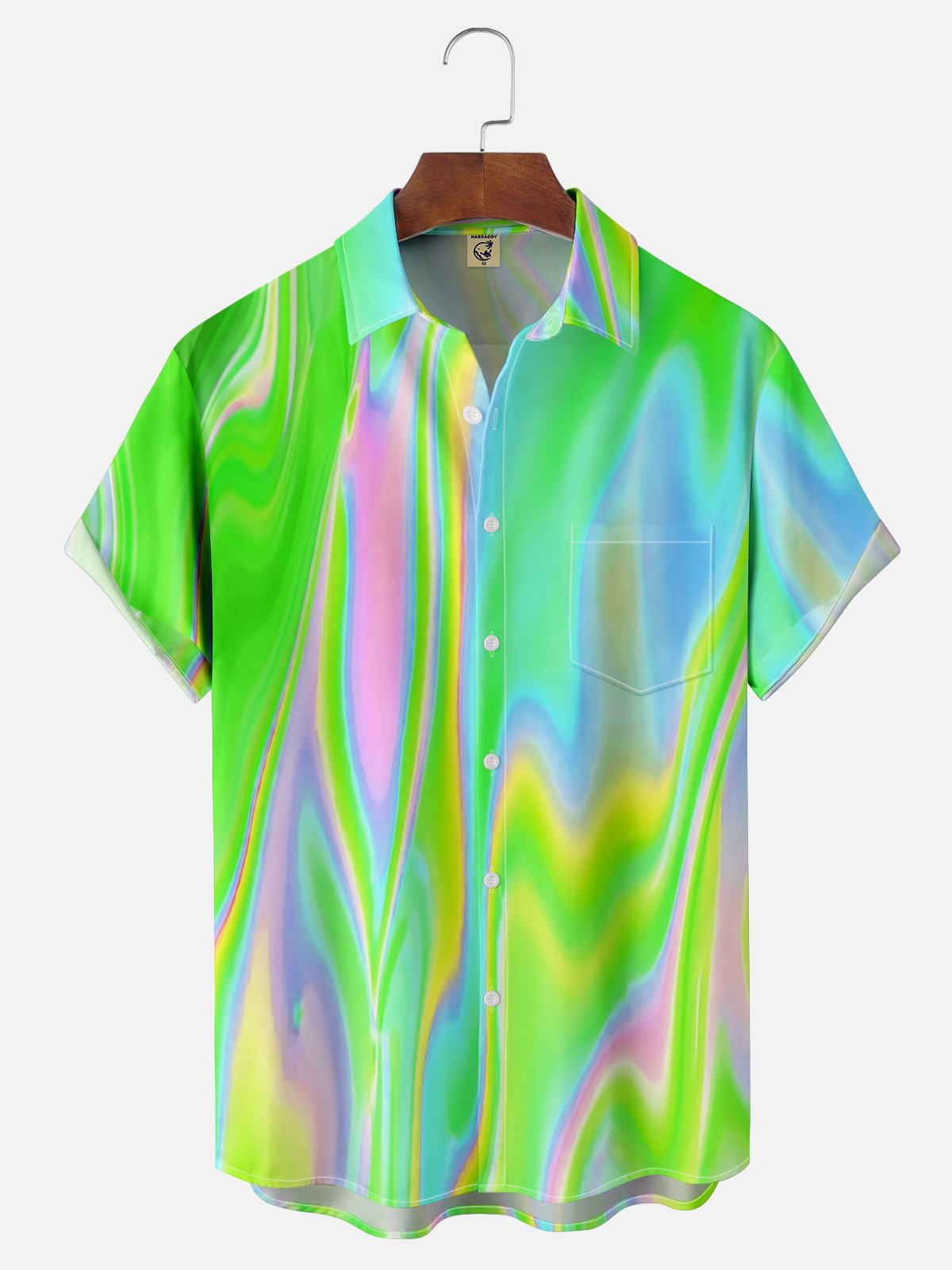 Gradiente Color Pecho Bolsillo Manga Corta Casual Camisa