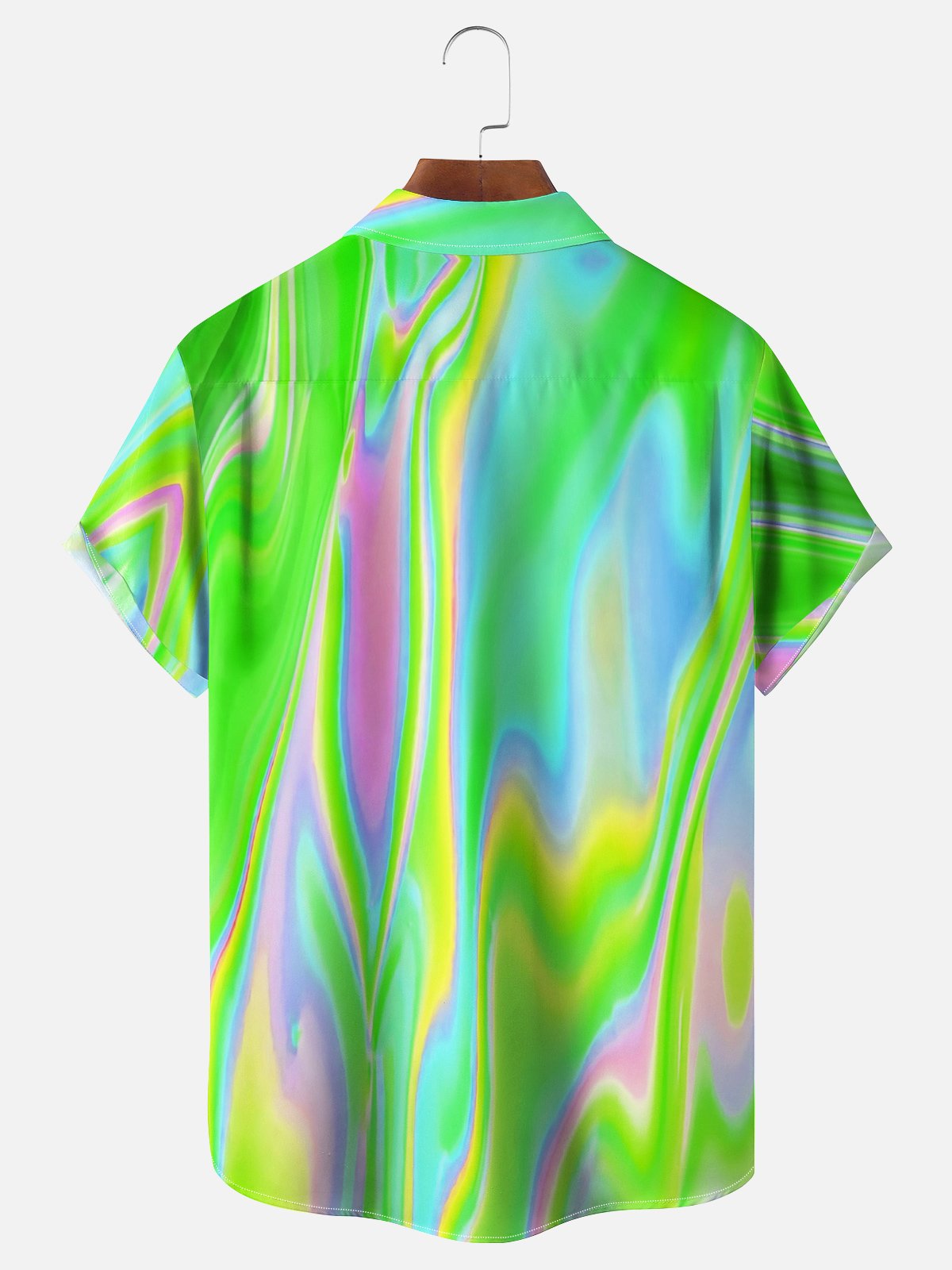 Gradiente Color Pecho Bolsillo Manga Corta Casual Camisa