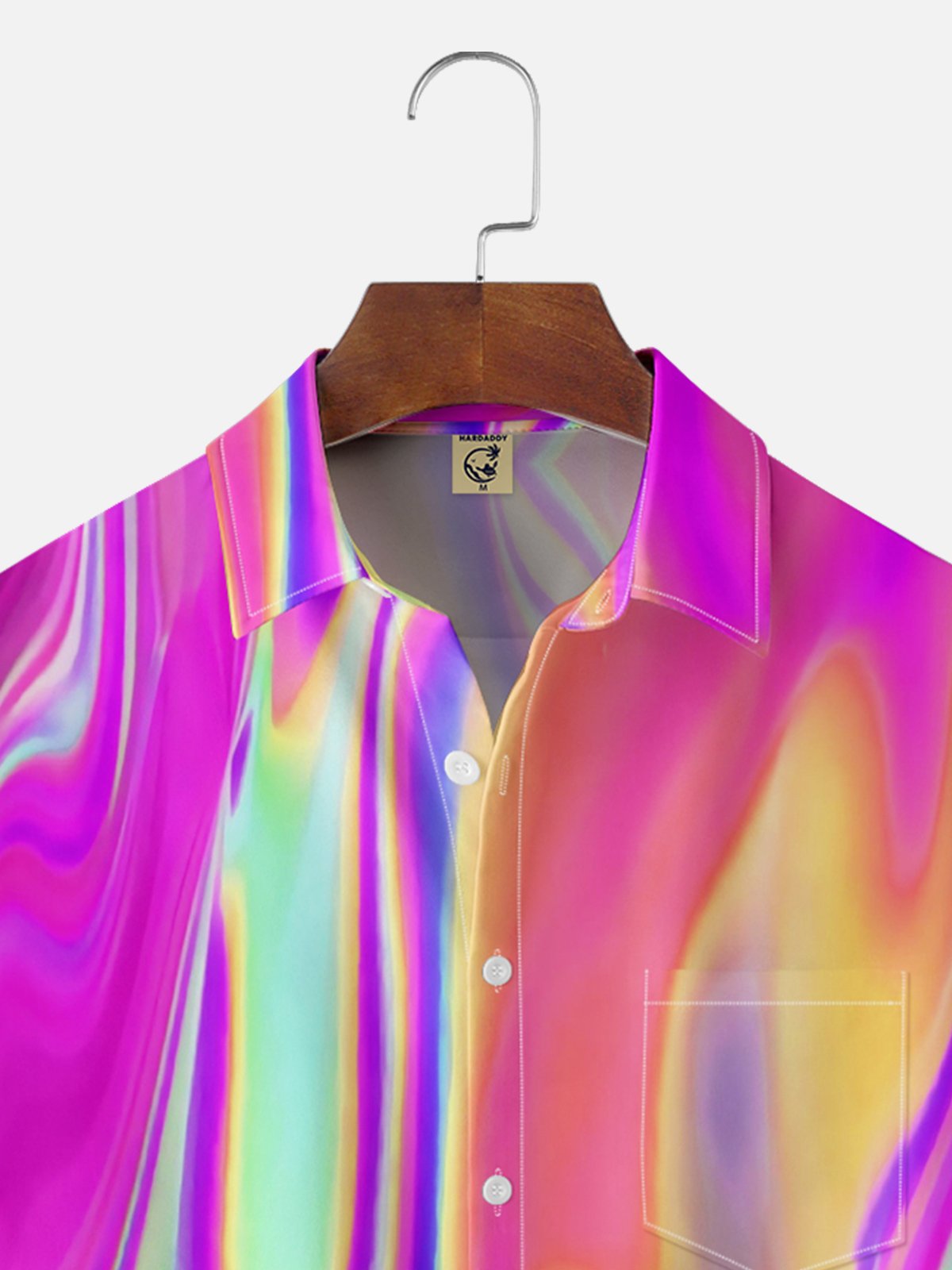 Gradiente Color Pecho Bolsillo Manga Corta Casual Camisa