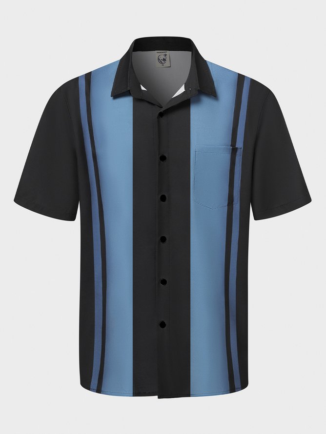 De Hombre Ombre Estampado Frente Botones Suave Respirable Pecho Bolsillo Casual Camisas De Bolos