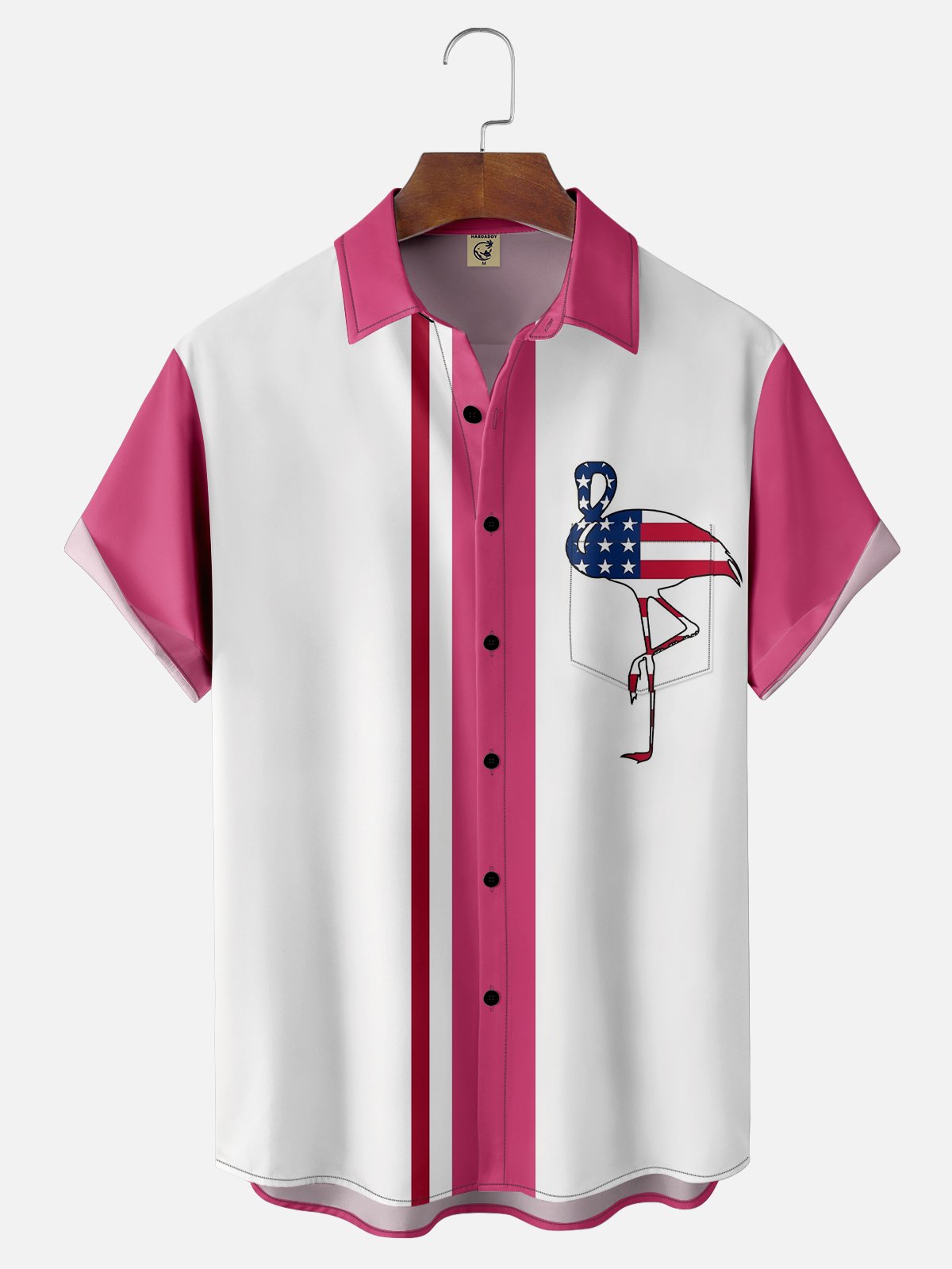 Flamenco Pecho Bolsillo Manga Corta Bolos Camisa