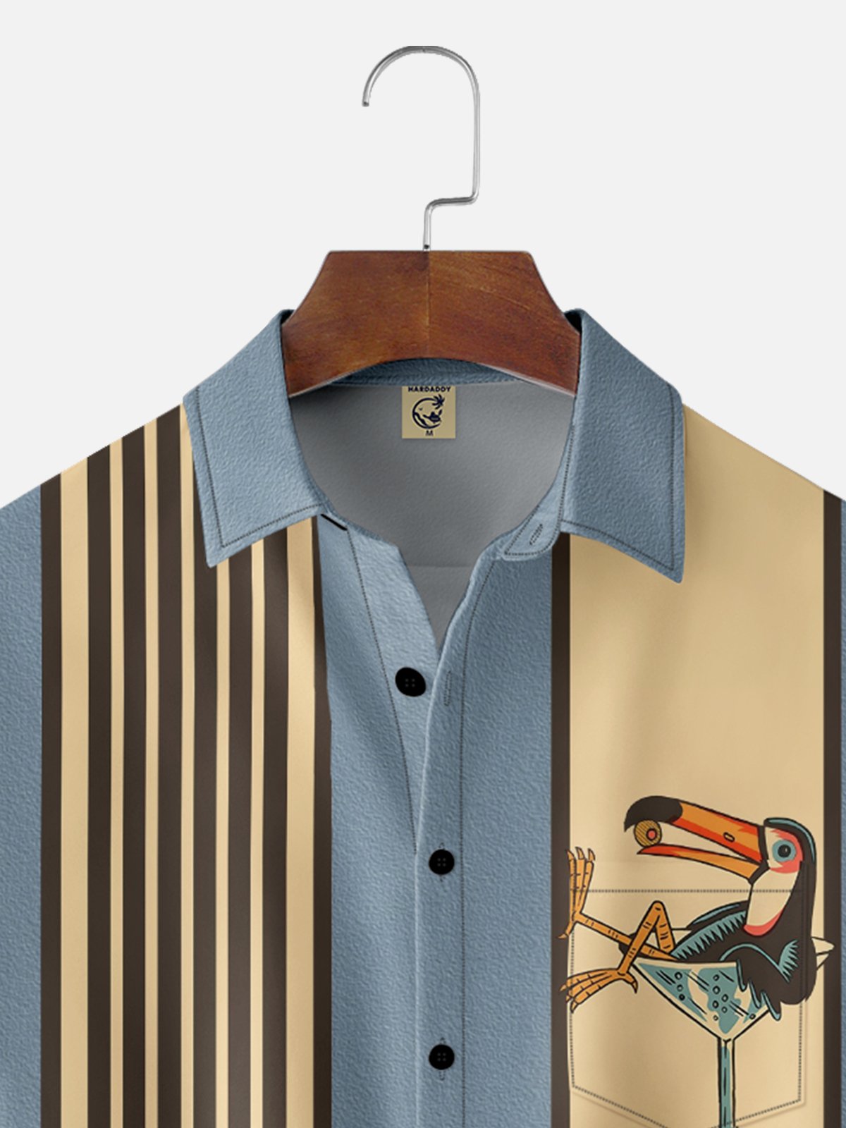 Animal Pecho Bolsillo Manga Corta Bolos Camisa