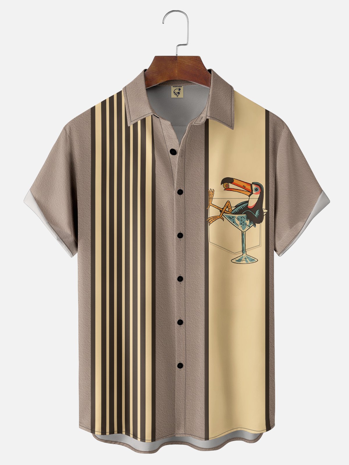 Animal Pecho Bolsillo Manga Corta Bolos Camisa
