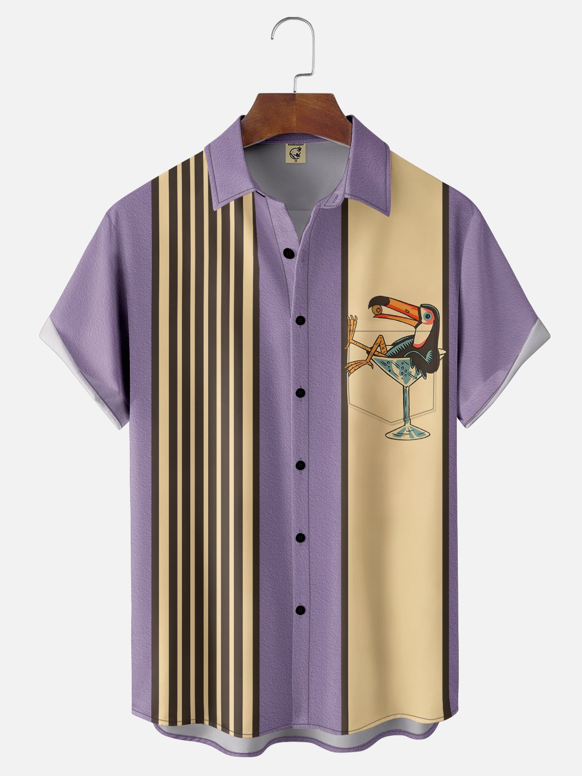 Animal Pecho Bolsillo Manga Corta Bolos Camisa