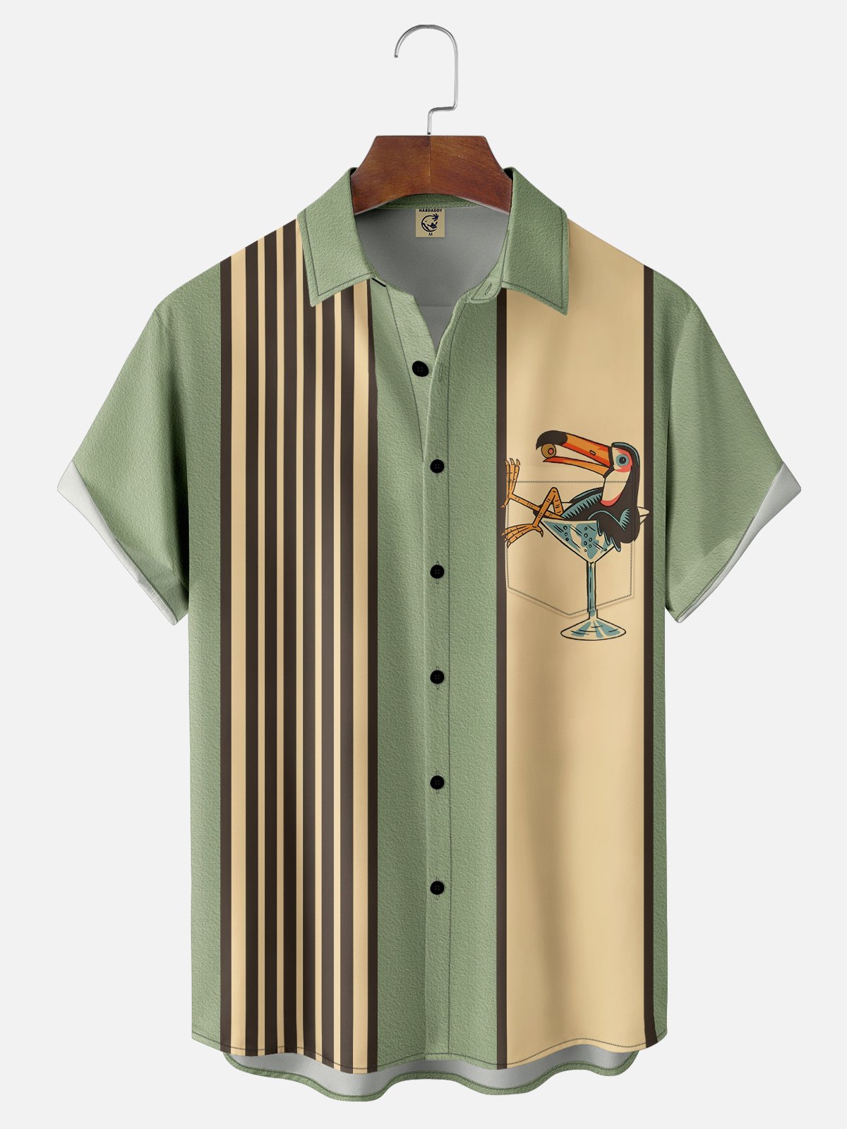 Animal Pecho Bolsillo Manga Corta Bolos Camisa