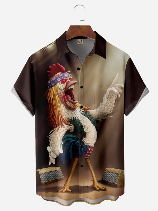 Gallo Pecho Bolsillo Manga Corta Casual Camisa