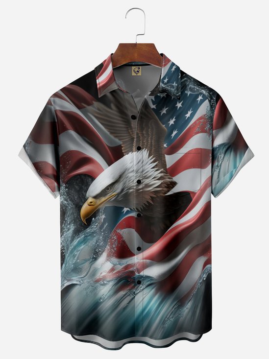 independencia día Bandera Pecho Bolsillo Manga Corta Camisa