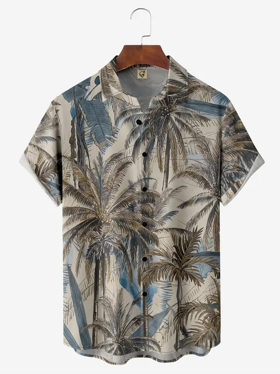 De Hombre Hawaiano Estampado Solapa Pecho Bolsillo Manga Corta Miedoso Camisas Aloha