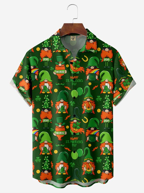 S t. Patrick's día Pecho Bolsillo Manga Corta Casual Camisa