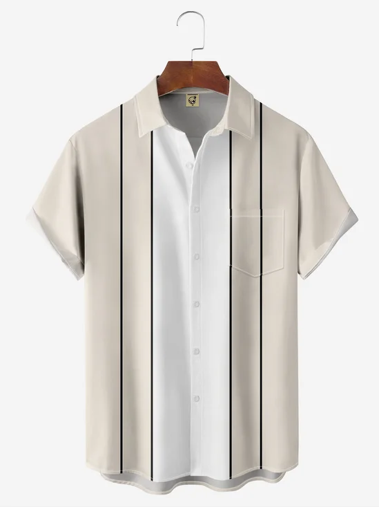 de Hombre Rayas Frente Botones Suave Respirable Pecho Bolsillo Casual Camisas de bolos