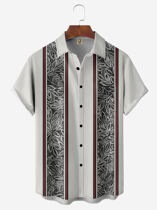Geometría Pecho Bolsillo Manga Corta Bolos Camisa