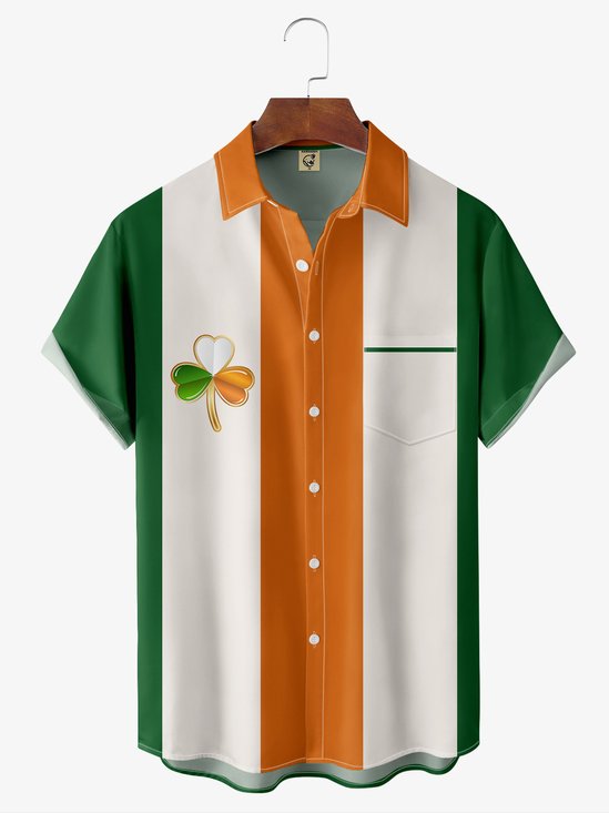 Camisa De Hombre S T Patricio Día Trébol Estampado Casual Respirable Manga Corta Hawaiano