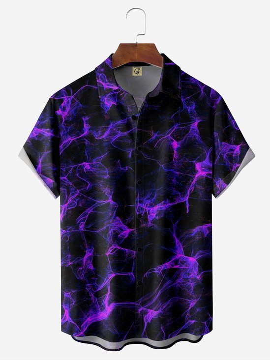 de hombres Flama Estampado Moda hawaiano Solapa Manga Corta Camisa