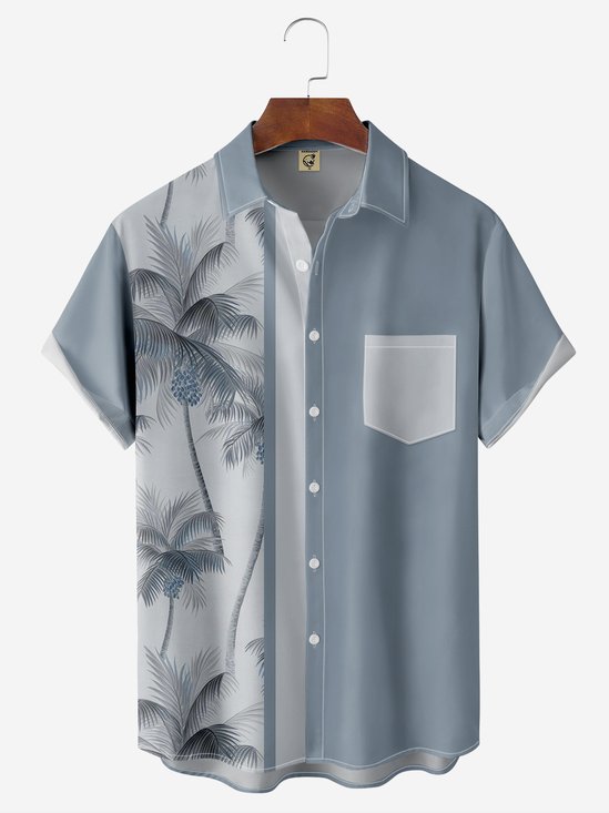 De Hombres Árbol Casual Respirable Manga Corta Hawaiano Camisa