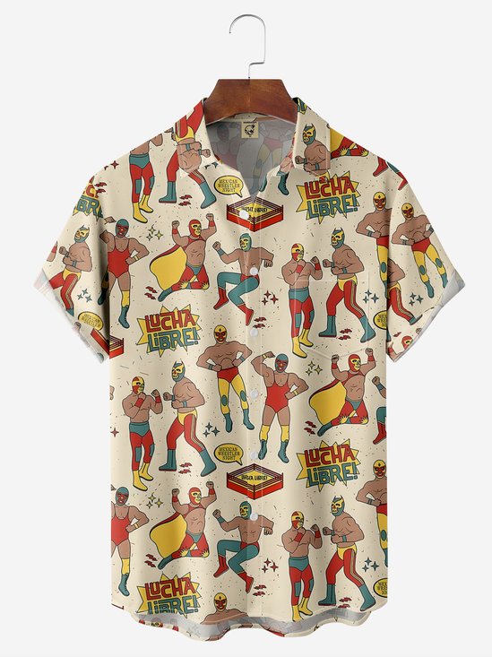 mexicano Cultura Pecho Bolsillo Manga Corta hawaiano Camisa