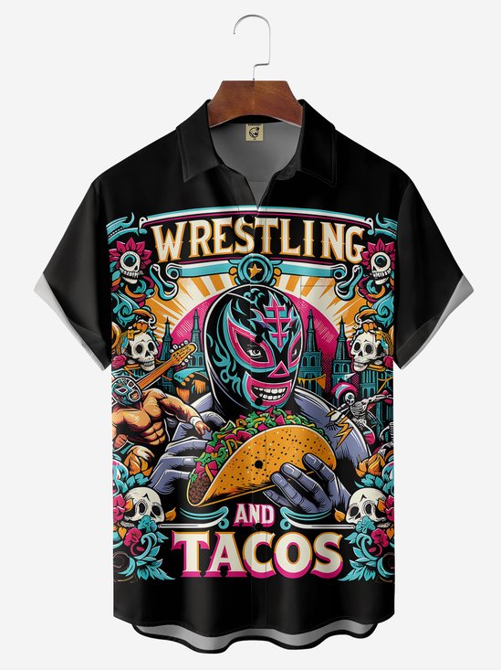 mexicano Cultura Pecho Bolsillo Manga Corta hawaiano Camisa