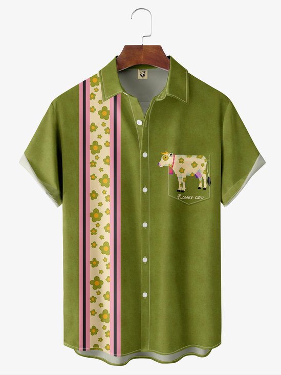 Andreea Dumuta XHARDADDY® Geométrico Retro Floral vaca Camisa