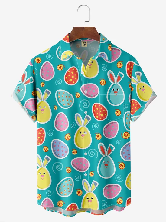 Absorbe la humedad Pascua de Resurrección Huevo conejito Pecho Bolsillo hawaiano Camisa