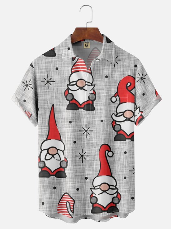 De Hombres Santa Estampado Casual Respirable Manga Corta Camisa