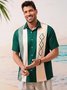Geométrico Bloque de color Pecho Bolsillo Manga Corta Bolos Camisa