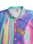 Gradiente Color Pecho Bolsillo Manga Corta Casual Camisa