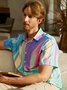 Gradiente Color Pecho Bolsillo Manga Corta Casual Camisa