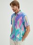 Gradiente Color Pecho Bolsillo Manga Corta Casual Camisa