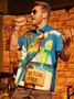 loro Cóctel Pecho Bolsillo Manga Corta hawaiano Camisa
