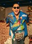 loro Cóctel Pecho Bolsillo Manga Corta hawaiano Camisa