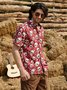 Craneo Pecho Bolsillo Manga Corta hawaiano Camisa
